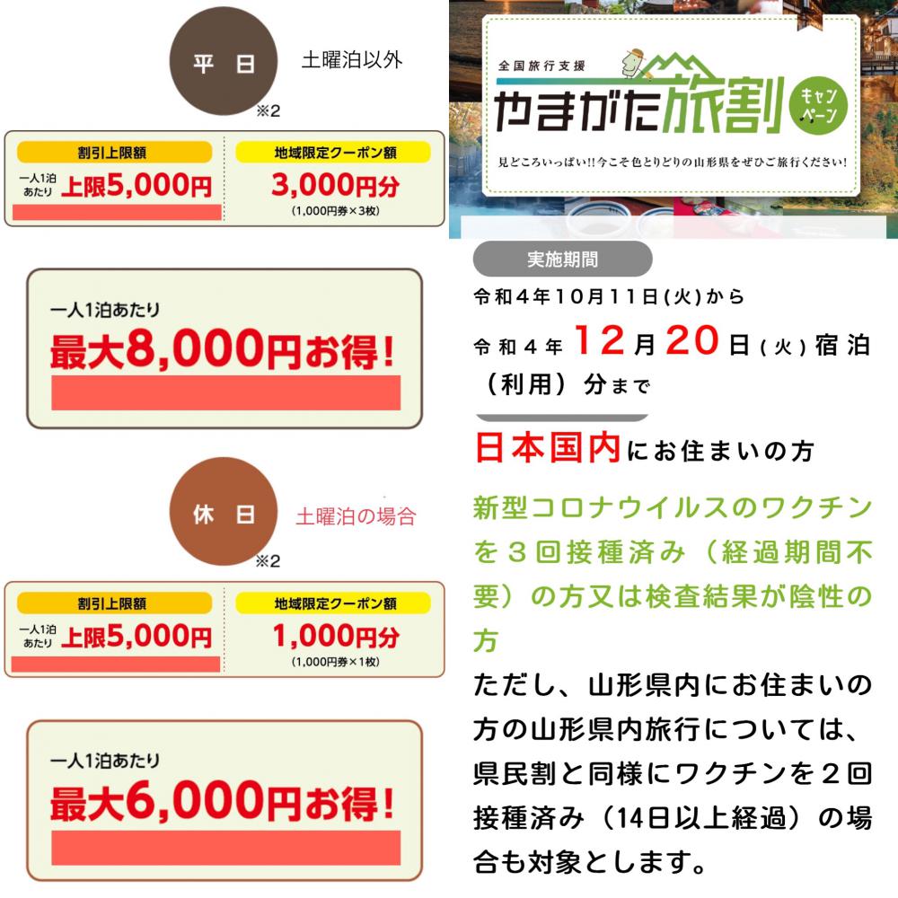 やまがた旅割（全国旅行支援）～12/20迄：ヤマガタンver9｜山形の人脈データベース