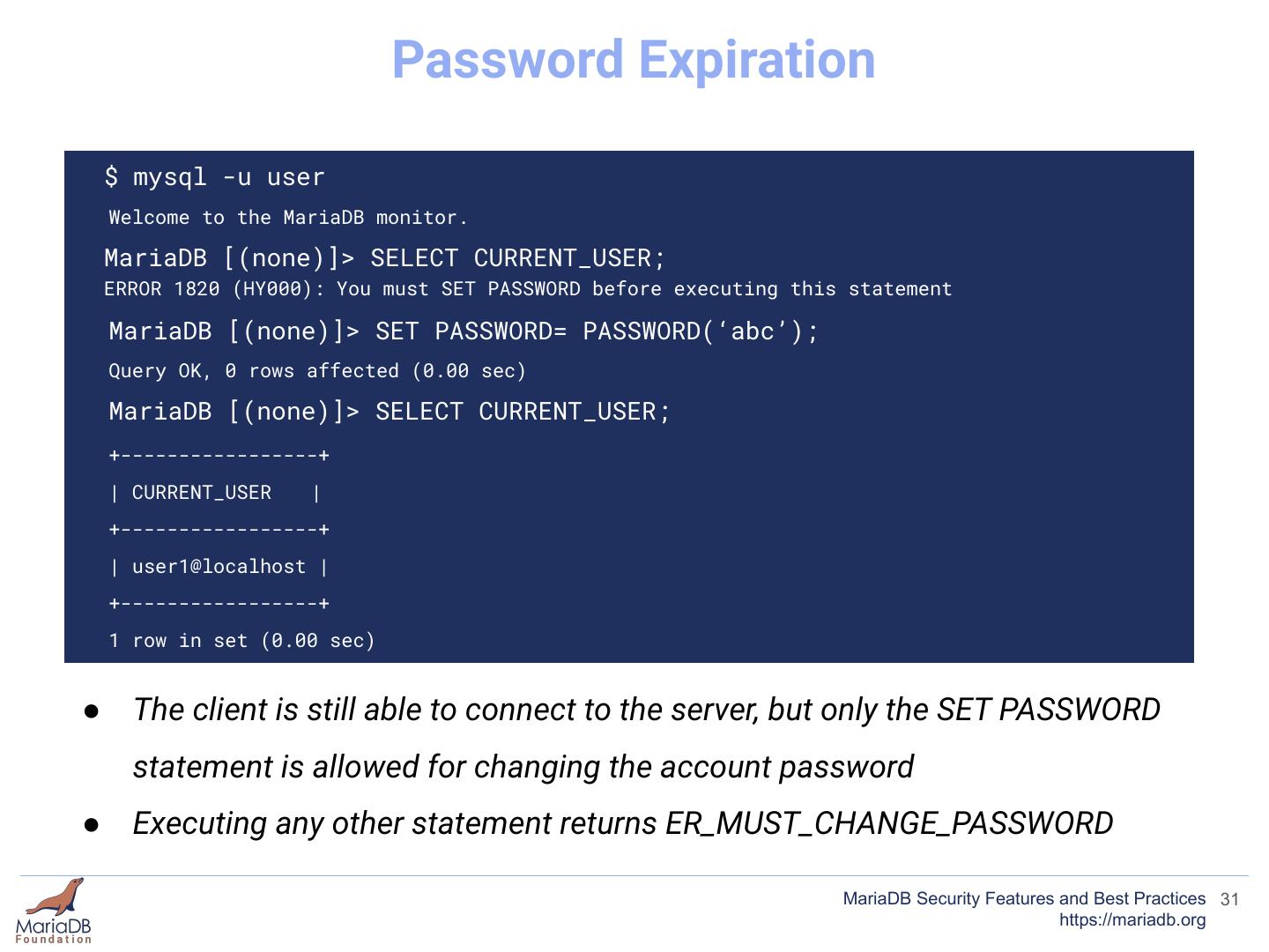 MariaDB Security Features and Best Practices