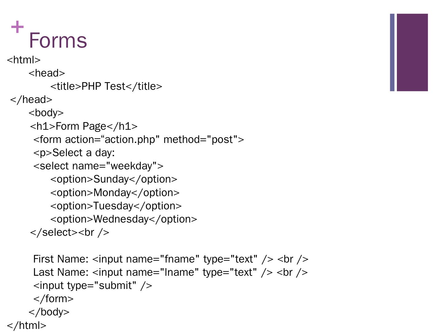 Back to html / php / sql Penn State Script Testing Server