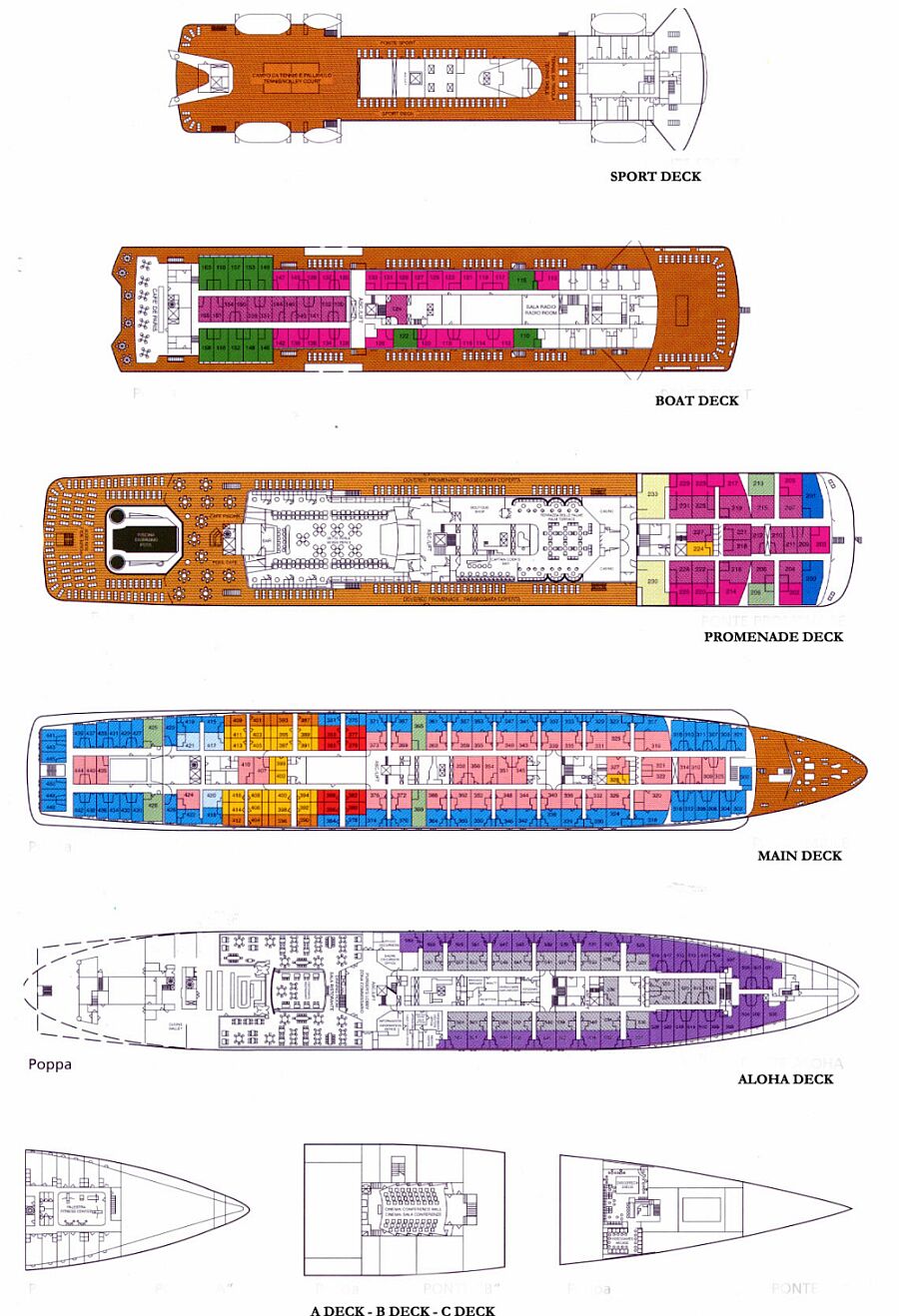 SS Monterey MSC Cruises Cabin Plan