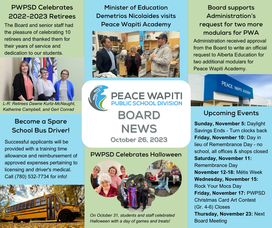 PWPSD Board News October 26, 2023 Sexsmith Secondary School