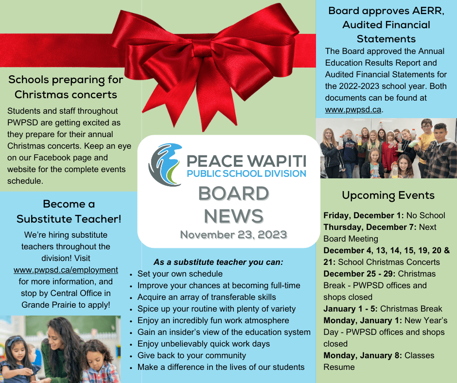 PWPSD Board News November 23, 2023 Sexsmith Secondary School