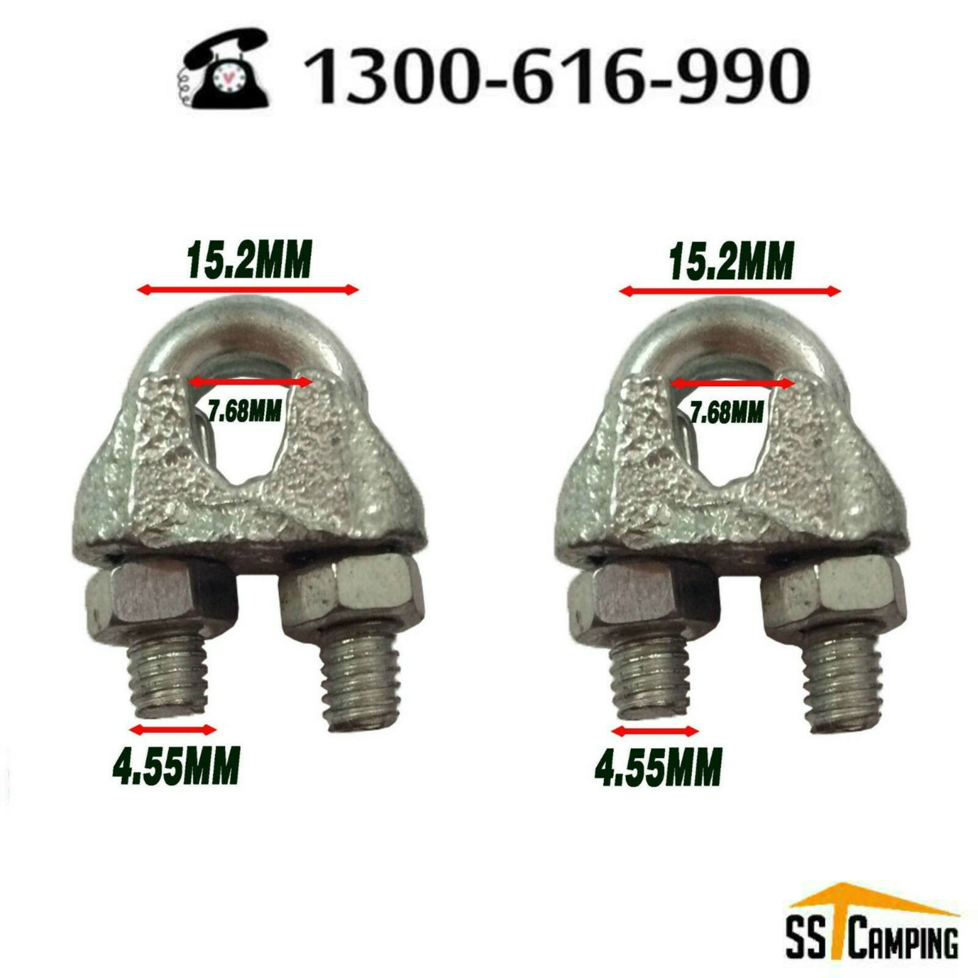 Wire Clamps x 2 WIRE ROPE CLAMP HAND BRAKE KIT CABLE GRIP ZINC PLATED