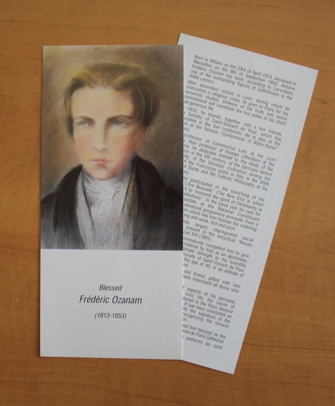 Picture Frederic Ozanam with Biography Society of Saint Vincent de