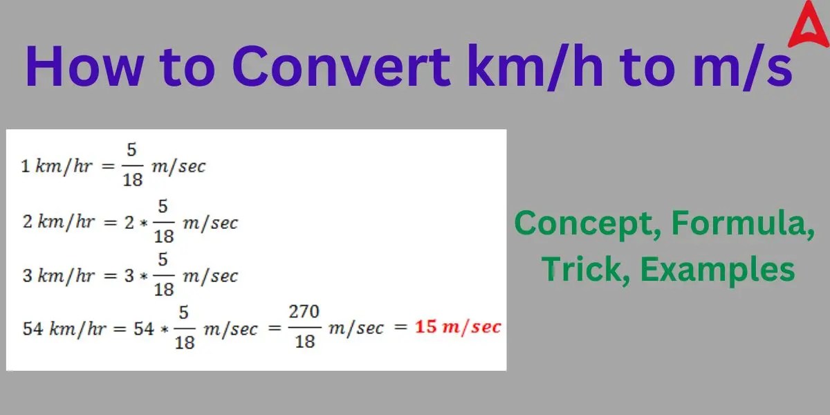 How to Convert km/h to m/s Formula, Trick(08)