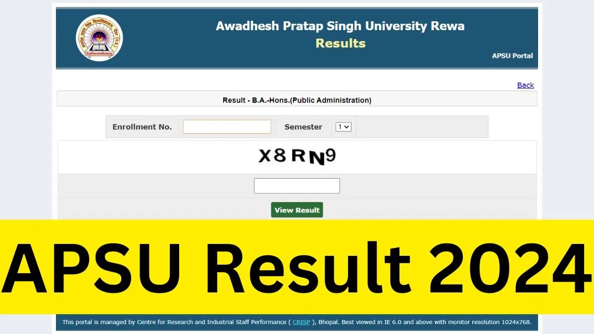 APSU Result 2024 Out, Check Rewa University Bsc, BA, 3rd Year Link