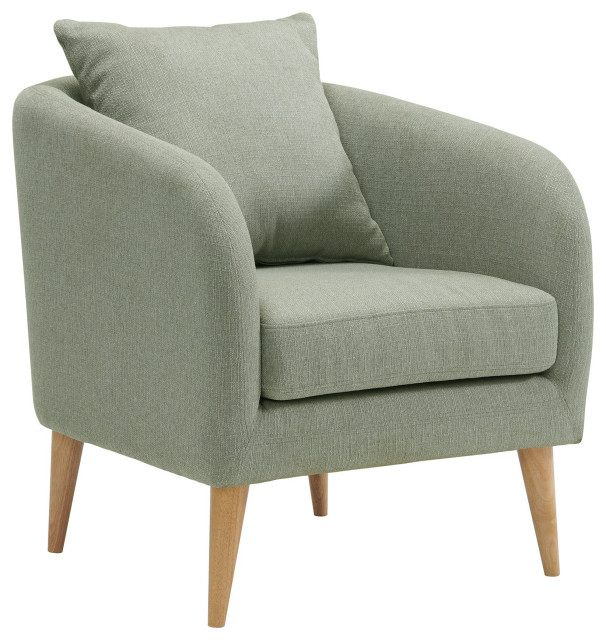 Picket House Zoe Accent Chair With Wooden Legs, Blue Midcentury