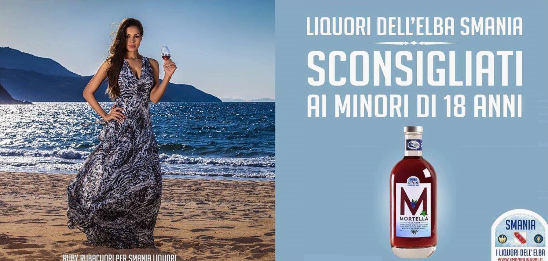 Ruby Rubacuori testimonial di un liquore elbano "sconsigliato ai minori