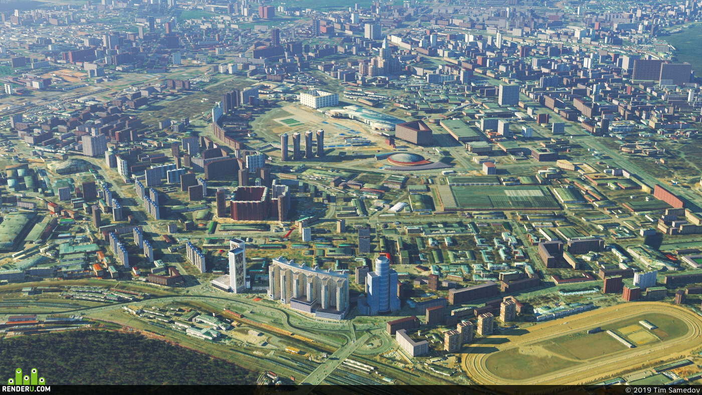 На карте отмечены станции метро и объекты инфраструктуры. Москва 3D карта