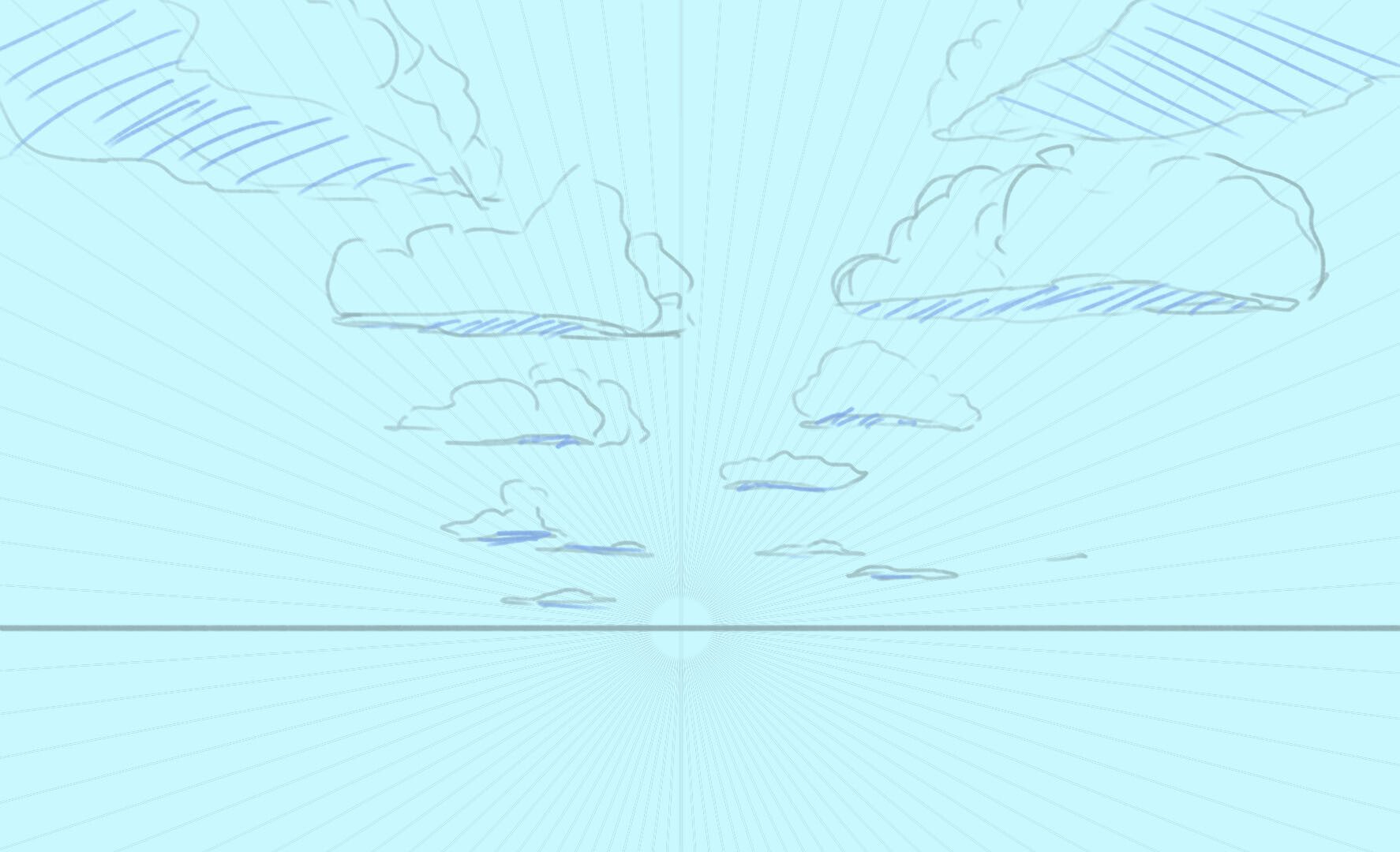 Как нарисовать небо с облаками карандашом