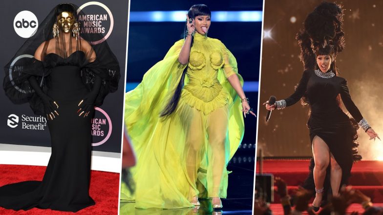 American Music Awards 2021 Cardi B Stuns in a Golden Mask at Red