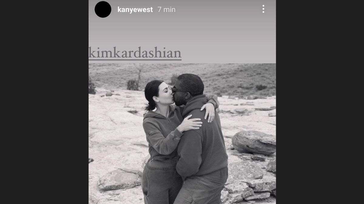 Kanye West Shares Kissing Picture With Kim Kardashian in Hope to Get