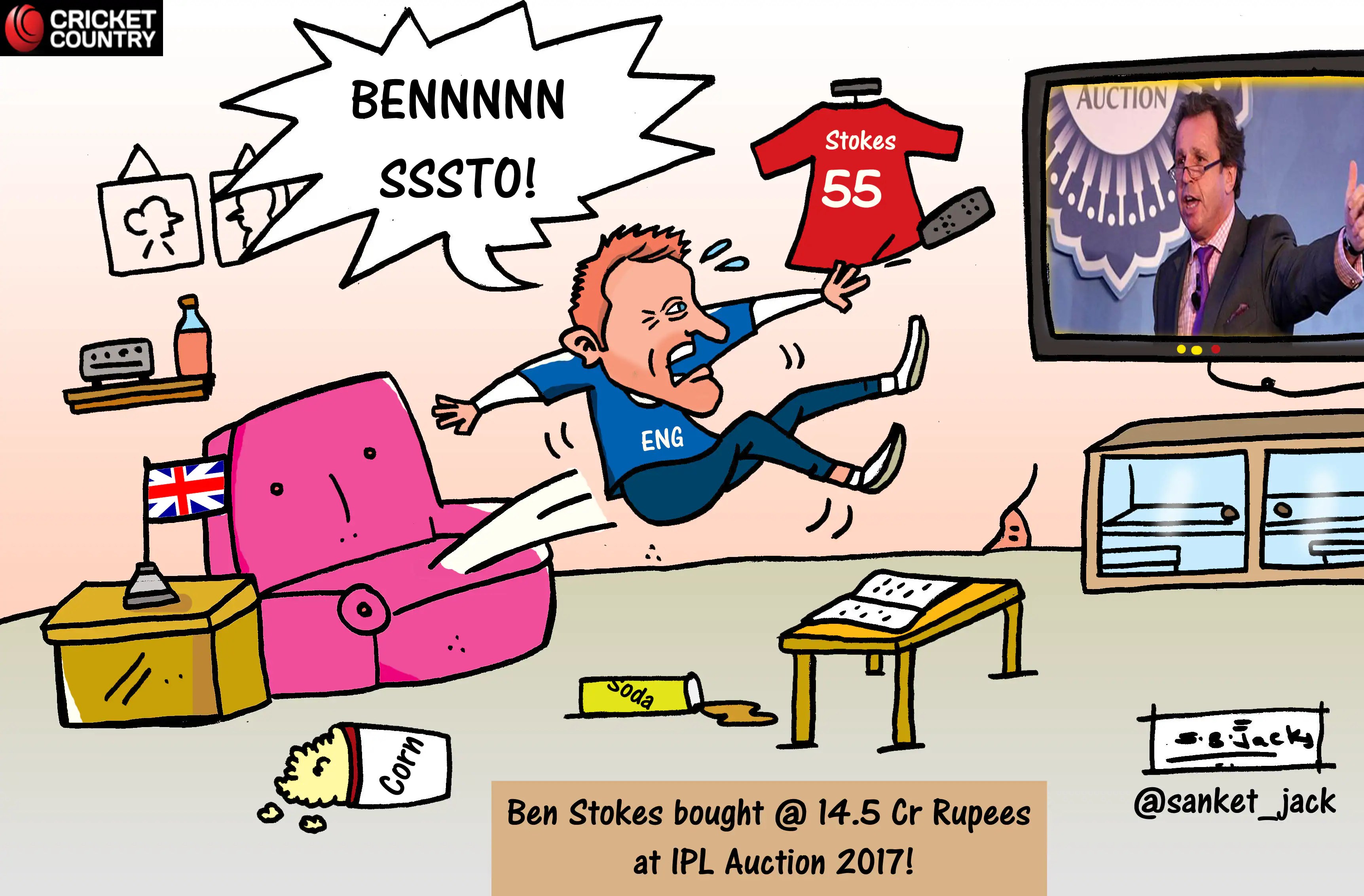CARTOON Ben Stokes Auction Newspread