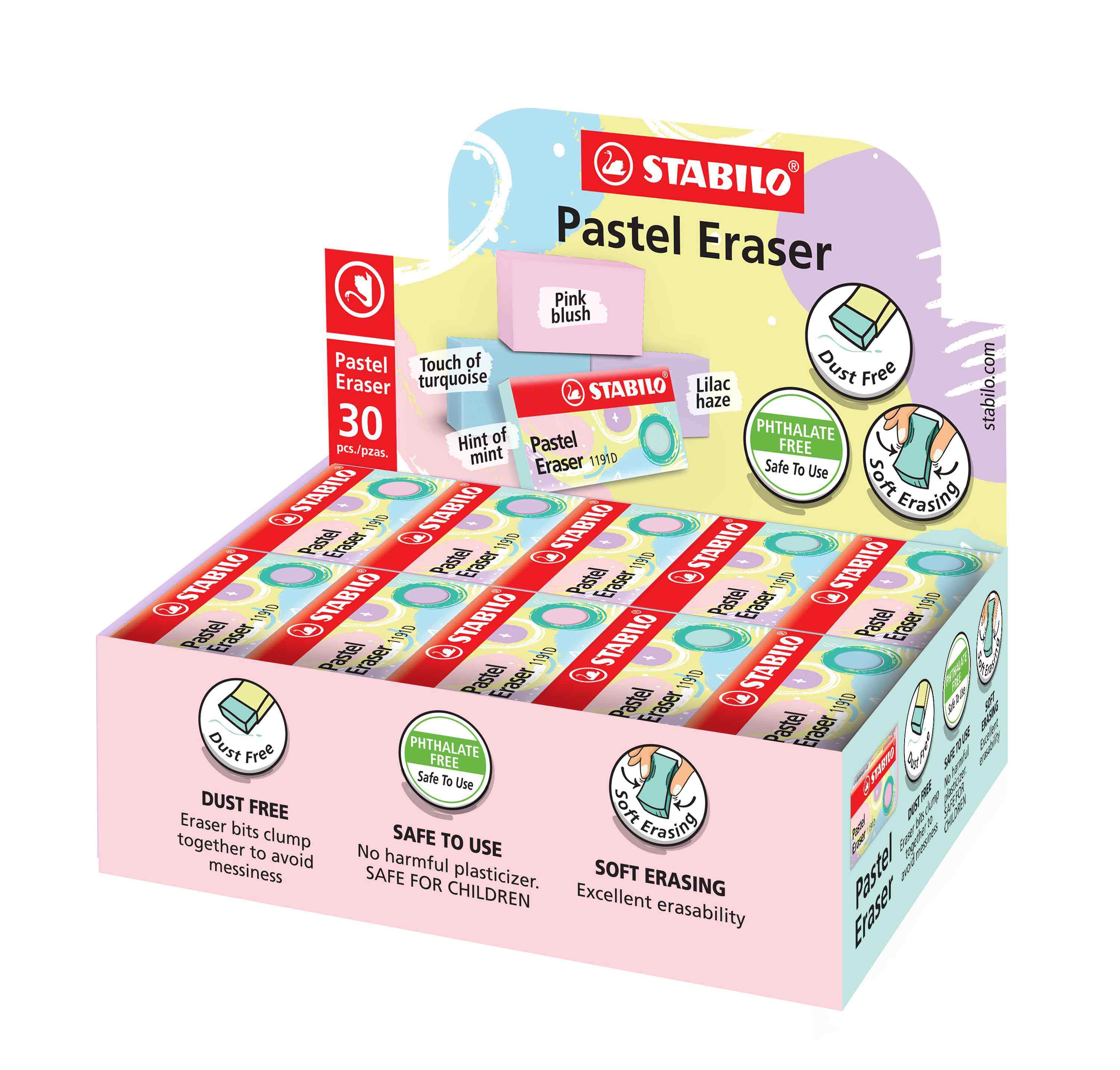 STABILO Pastel Eraser Box of 30"s SchwanSTABILO Most colourful