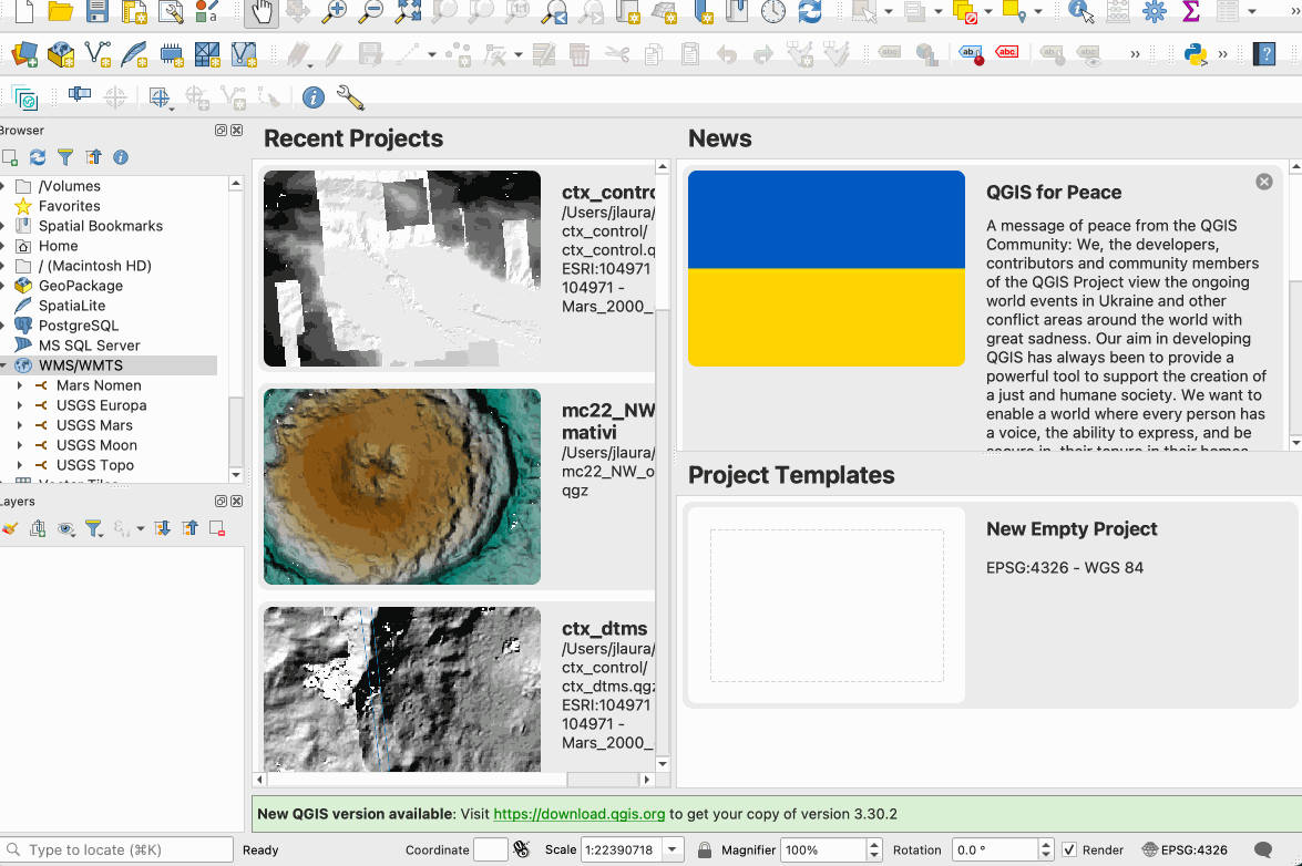Adding USGS WMS Base Layers to QGIS Astrogeology Analysis Ready Data