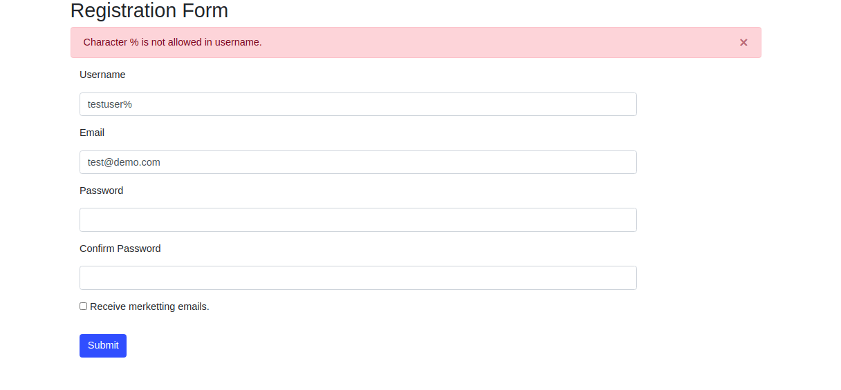 Flask Form Validation with FlaskWTF