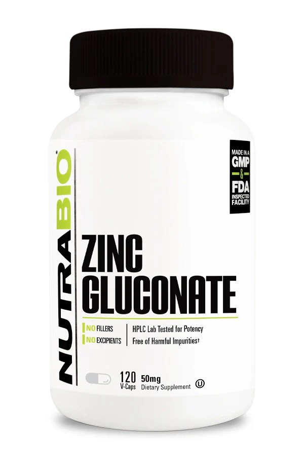 NutraBio Zinc Gluconate (50mg)