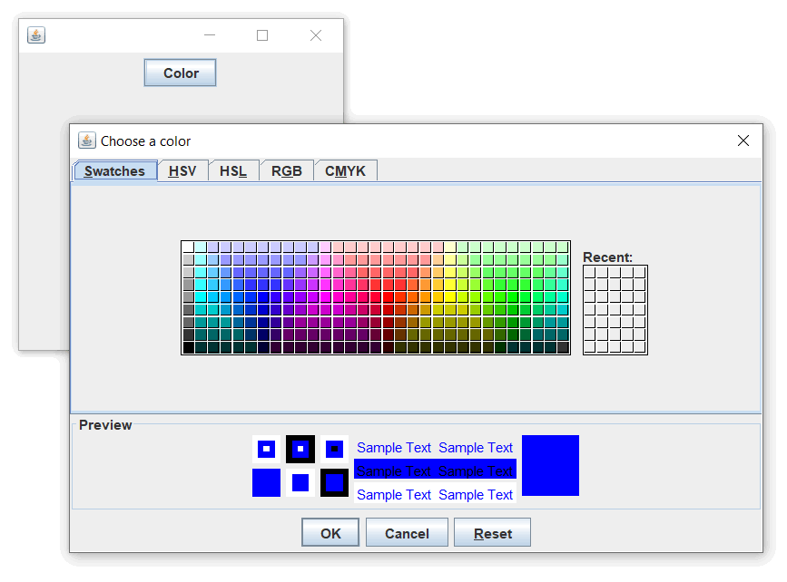 JColorChooser Java Swing Example StackHowTo