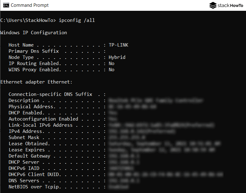 How to Get IP Address Using Ipconfig in CMD StackHowTo