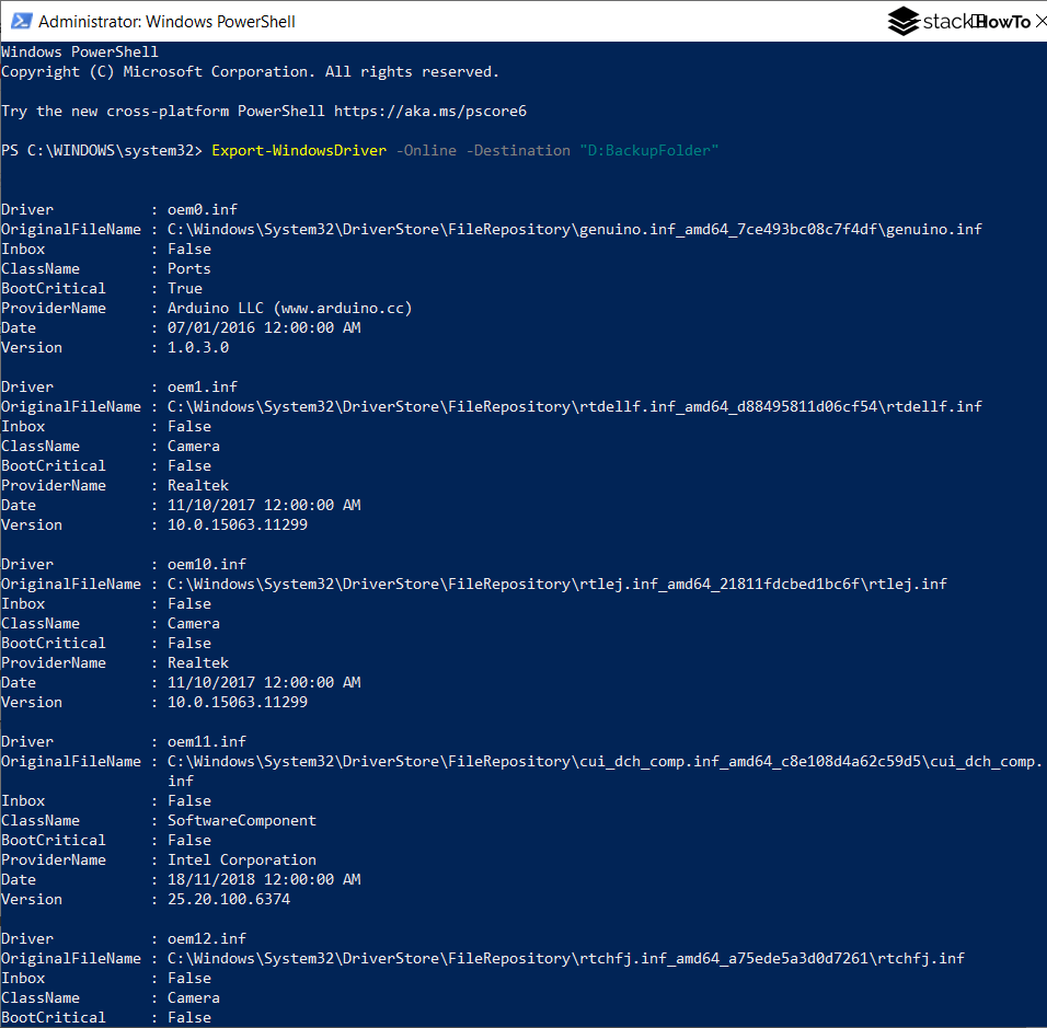 How to Backup Drivers using PowerShell Command in Windows 10 StackHowTo