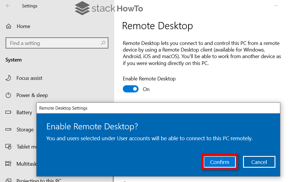 How to Enable Remote Desktop on Windows 10 StackHowTo