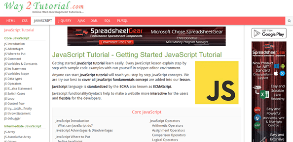 Learn JavaScript Tutorials for Beginners, Intermediate