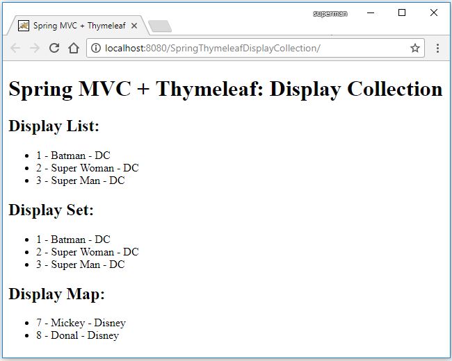 Code ví dụ hiển thị List, Set, Map với Thymeleaf STACKJAVA