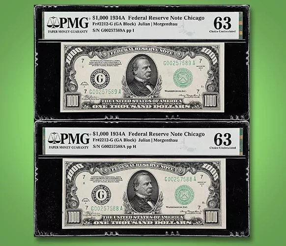 Stack's Bowers Consecutive 1934A 1000’s Featured in May U.S