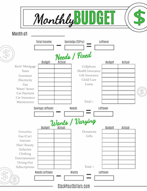 Free Budget Printables And Worksheets To Control Your Finances! - Stack Your Dollars