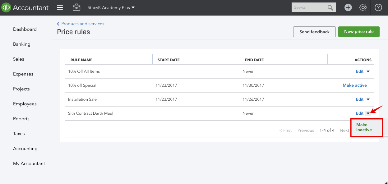Price Rules in QuickBooks Online StacyK