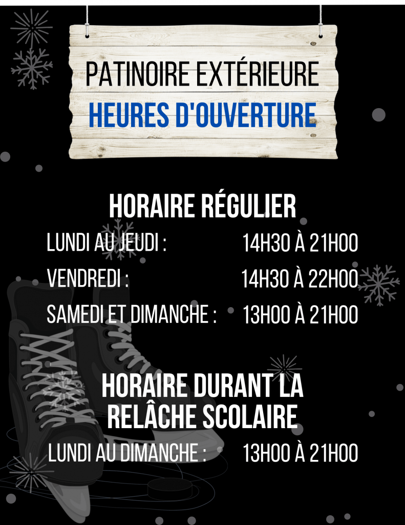 ⛸ Heures d’ouverture de la patinoire extérieure ⛸ SaintAndréd