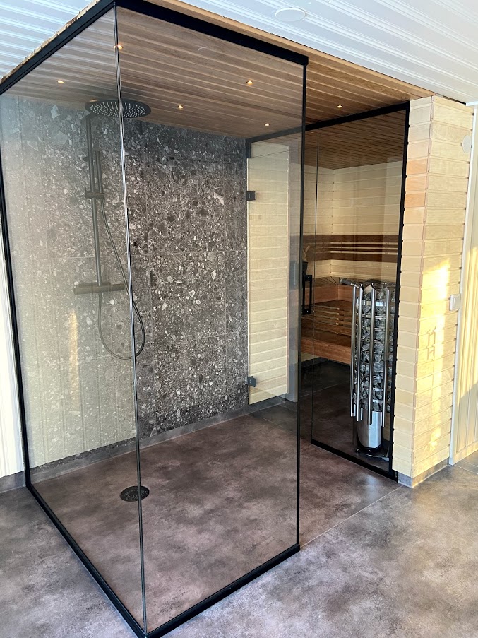 basturum med dusch Dusch & Bastuväggar I Glas – Stadins Glas Boden