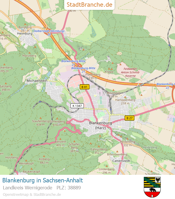 Karte Blankenburg Blankenburg › Landkreis Wernigerode › SachsenAnhalt