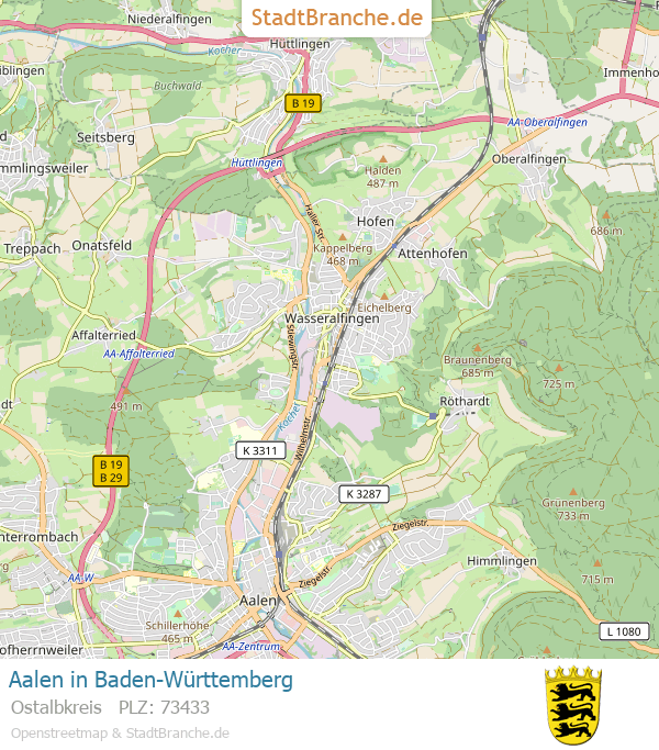 Aalen Landkarte Aalen › Ostalbkreis › BadenWürttemberg