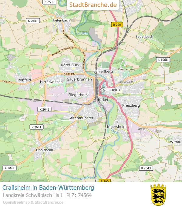 Landkarte Crailsheim Crailsheim › Landkreis Schwäbisch Hall › BadenWürttemberg