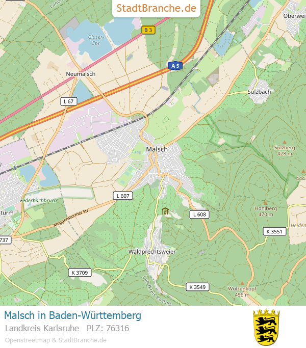 Malsch Karte Malsch › Landkreis Karlsruhe › BadenWürttemberg
