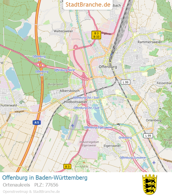 Offenburg Karte Offenburg › Ortenaukreis › BadenWürttemberg