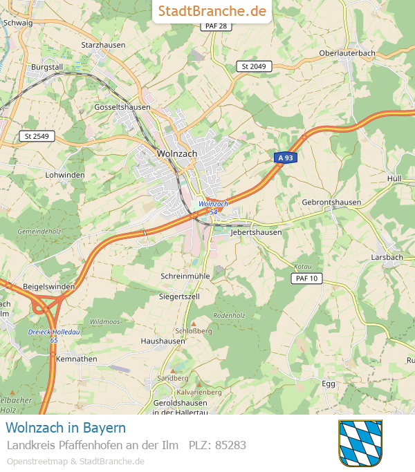 Wolnzach Karte Wolnzach › Landkreis Pfaffenhofen an der Ilm › Bayern