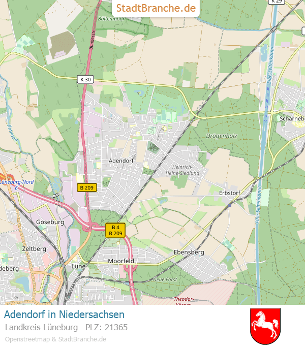 Adendorf Karte Adendorf › Landkreis Lüneburg › Niedersachsen