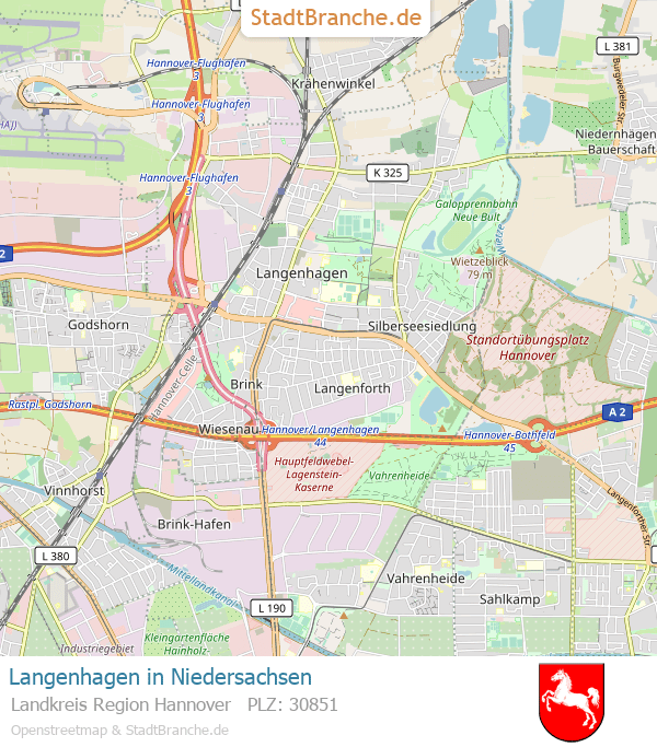 Hannover Langenhagen Karte Langenhagen › Landkreis Region Hannover › Niedersachsen