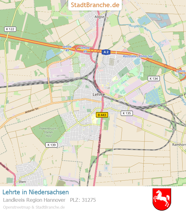 Lehrte Karte Lehrte › Landkreis Region Hannover › Niedersachsen