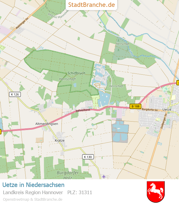 Uetze Karte Uetze › Landkreis Region Hannover › Niedersachsen