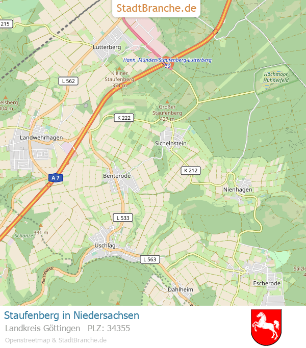 Staufenberg Karte Staufenberg › Landkreis Göttingen › Niedersachsen