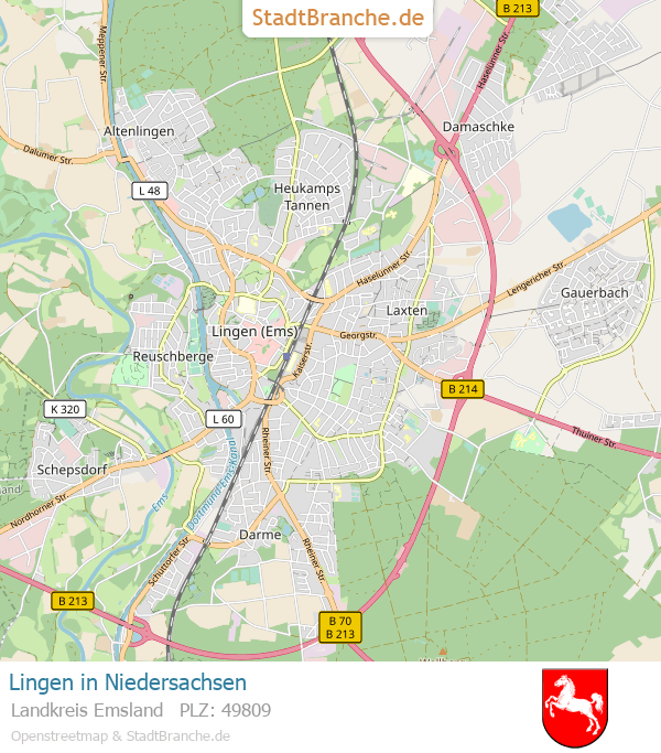 Lingen Karte Lingen › Landkreis Emsland › Niedersachsen