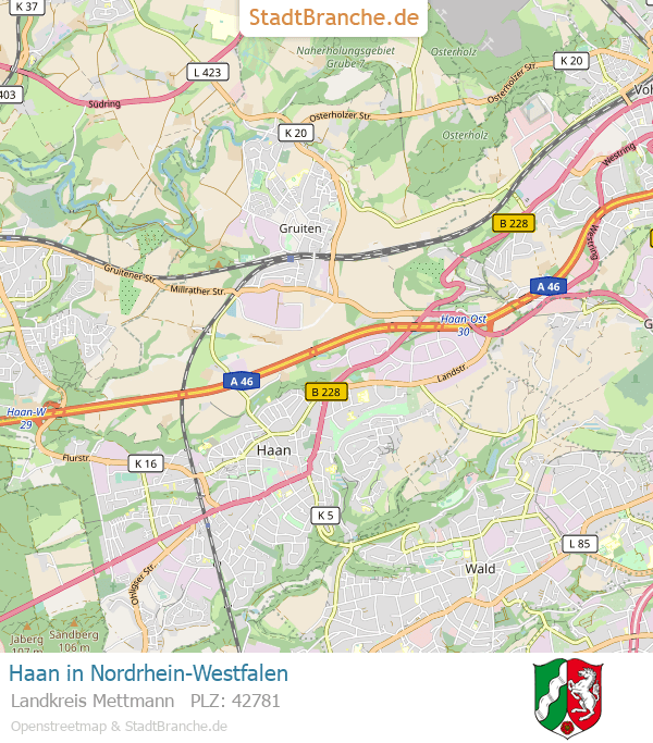 Karte Haan Haan › Landkreis Mettmann › NordrheinWestfalen