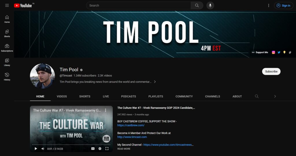 Tim Pool's Net Worth How He's Making A Fortune On YouTube Stagbite