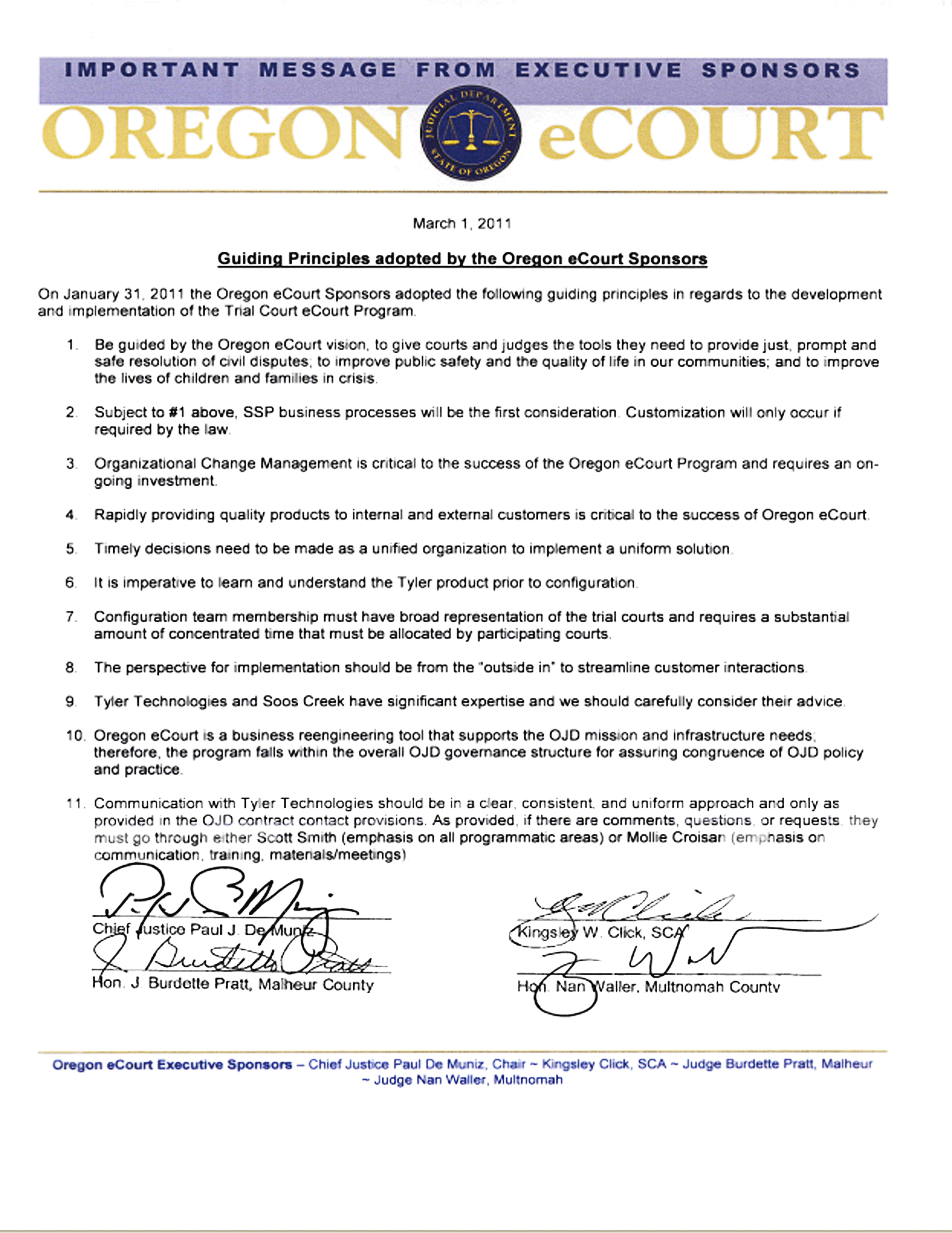 Oregon Judicial Department Oregon eCourt The Implementation Process