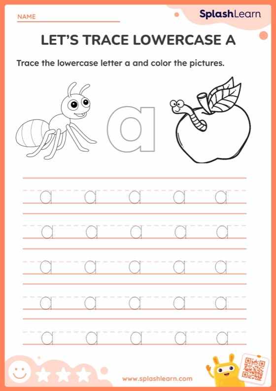 Let's Trace Lowercase A! — Printable ELA Worksheet