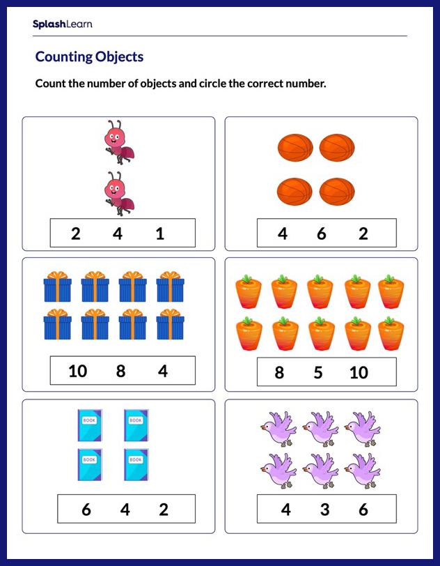 Counting using Objects Math Worksheets SplashLearn