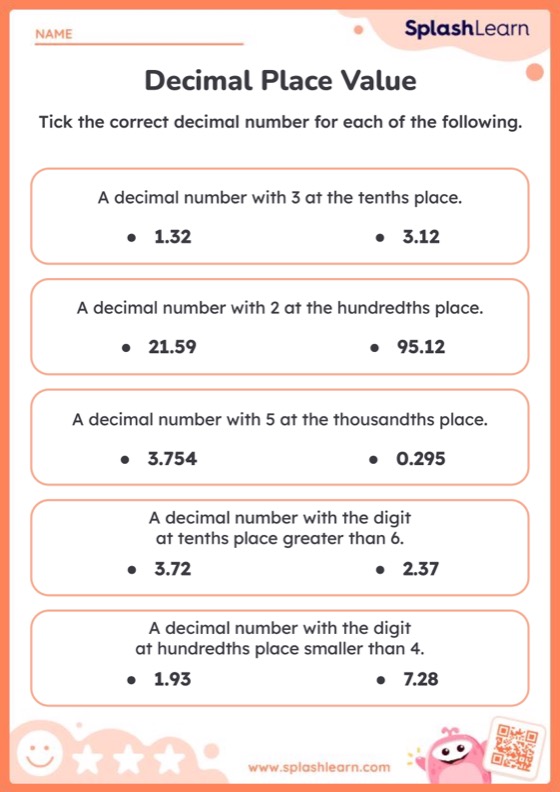 Decimal Place Value Worksheets for Kids Online